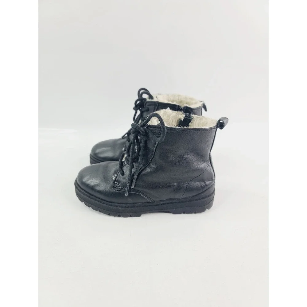 Zara, Leather, Faux Fur Casual Outdoor Winter Boots Girls' Size 10.5 Black. A. H